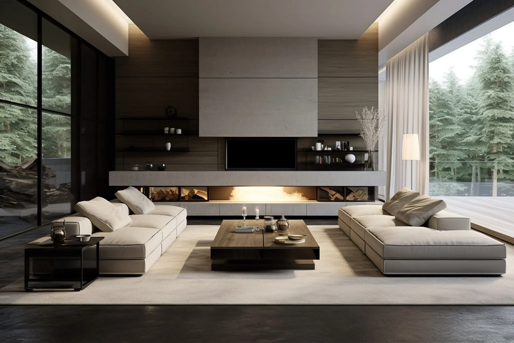 Warm interior light falling across a quiet Tokyo living room